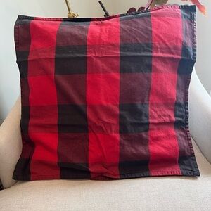Pottery Barn red and black gingham pillow cover. 24 inch insert. Set of three.
